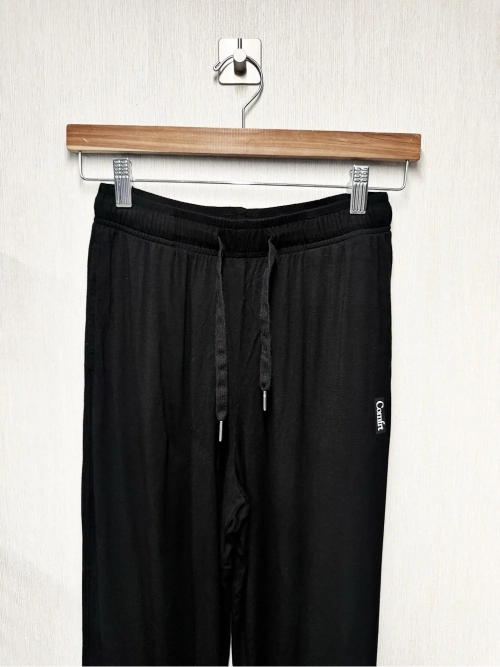 Comfrt Black Wide Leg Drawstring Lounge Pants, Size Small